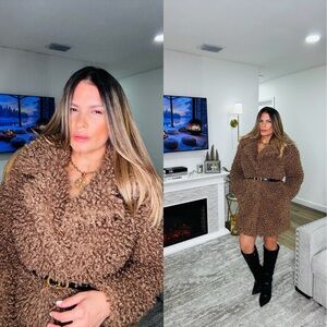 Zara Teddy Jacket in Rich Brown